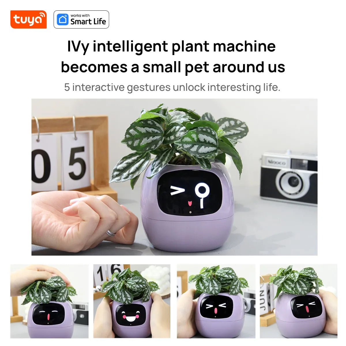 Tuya Ivy Smart Planter – Inteligentna Doniczka z 49 Emocjami, AI Chipem i 7 Czujnikami dla Łatwej Pielęgnacji Roślin GardenKowo