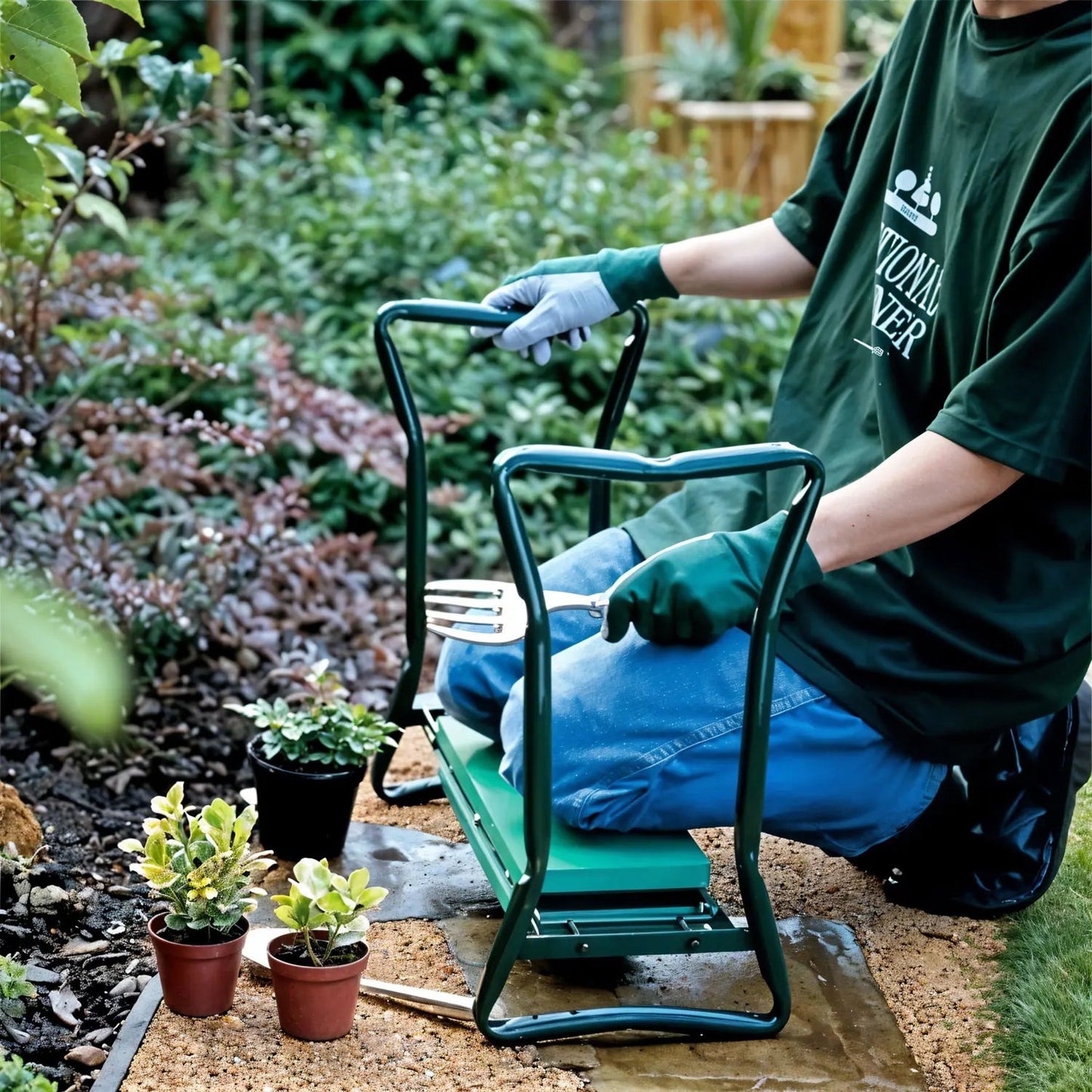 🌱 Russell 3w1 – Klęcznik, Krzesełko i Organizer w Jednym! GardenKowo
