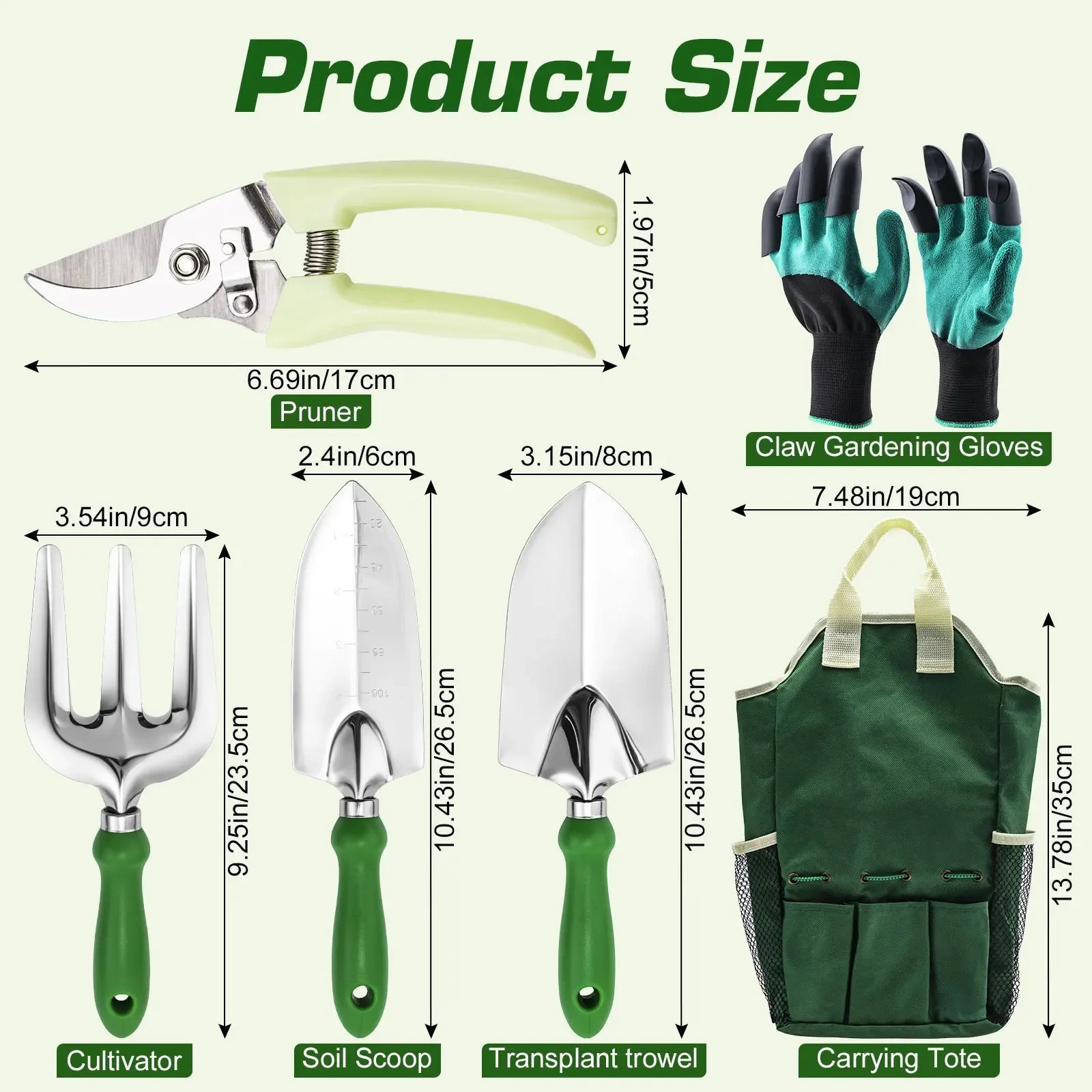 🧤 Zestaw Narzędzi Ogrodniczych 7w1 z Rękawicami z Pazurkami – Idealny do Sadzenia Roślin🌱 GardenKowo
