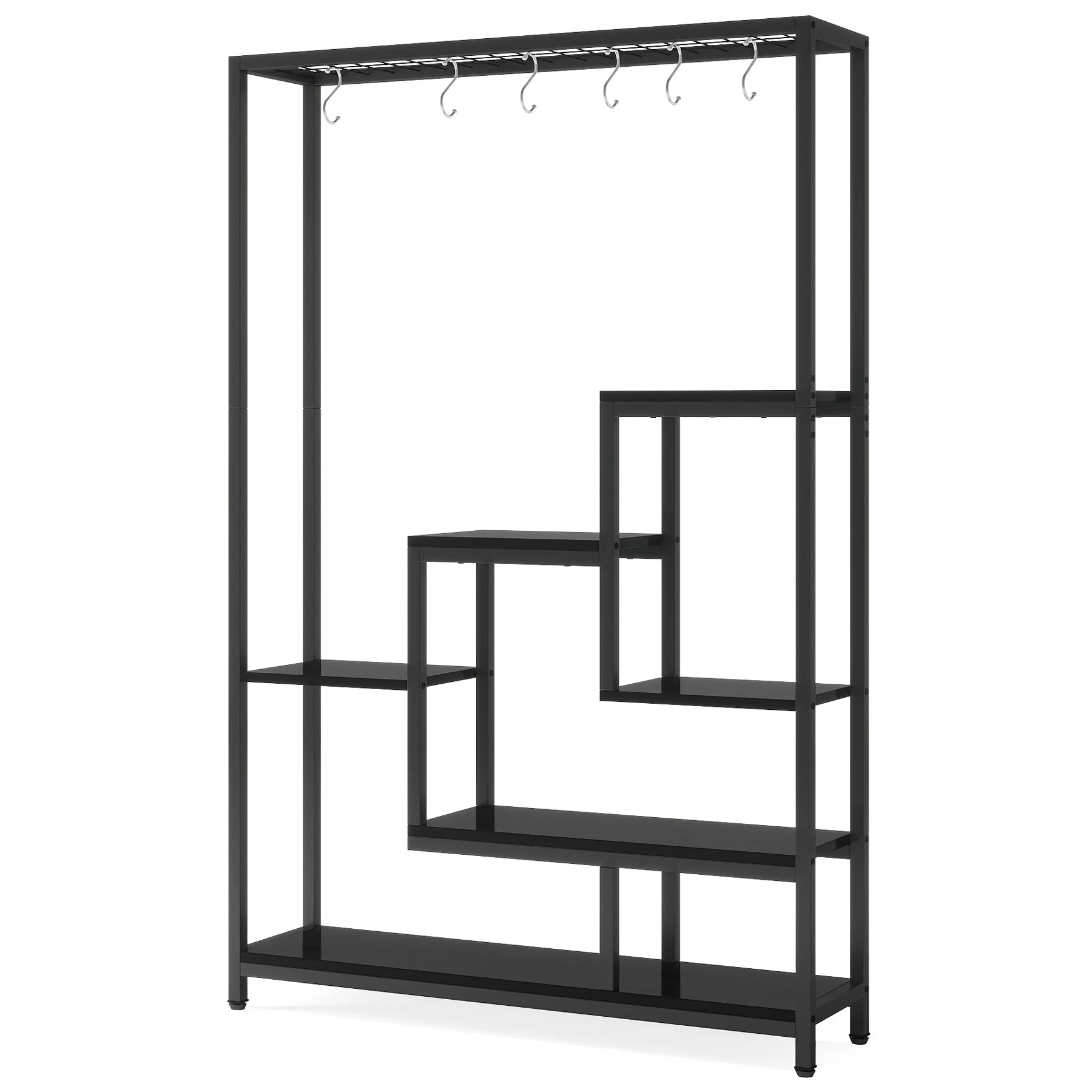 Stojak na Rośliny 180 cm – 5 Półek + 10 Haczyków, Metalowy Regał do Wnętrz i Ogrodu GardenKowo