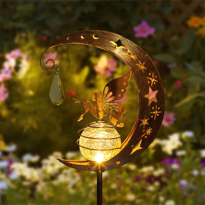 Solarne Światła Ogrodowe – Figurka Wróżki na Księżycu z Lampką LED, Dekoracja Ogrodowa ✨ GardenKowo