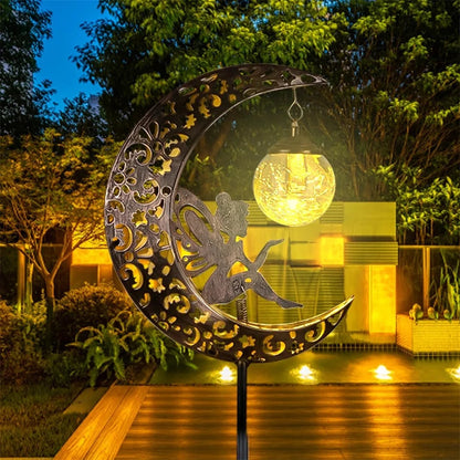 Solarne Światła Ogrodowe – Figurka Wróżki na Księżycu z Lampką LED, Dekoracja Ogrodowa ✨ GardenKowo