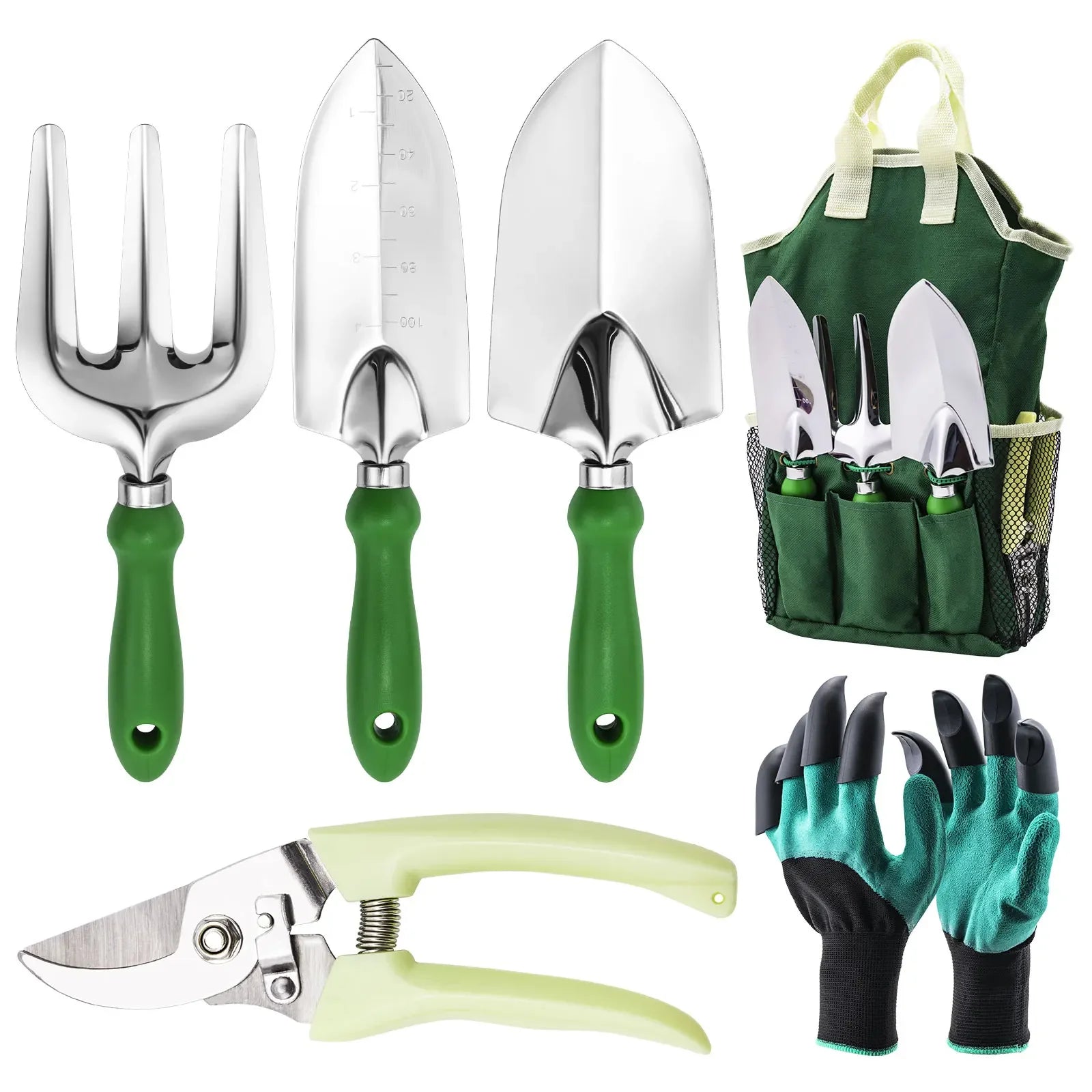 🧤 Zestaw Narzędzi Ogrodniczych 7w1 z Rękawicami z Pazurkami – Idealny do Sadzenia Roślin🌱 GardenKowo